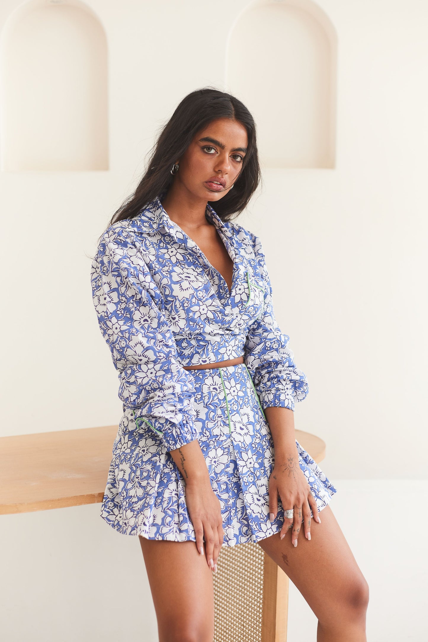 Floral Printed Shirt & Skort