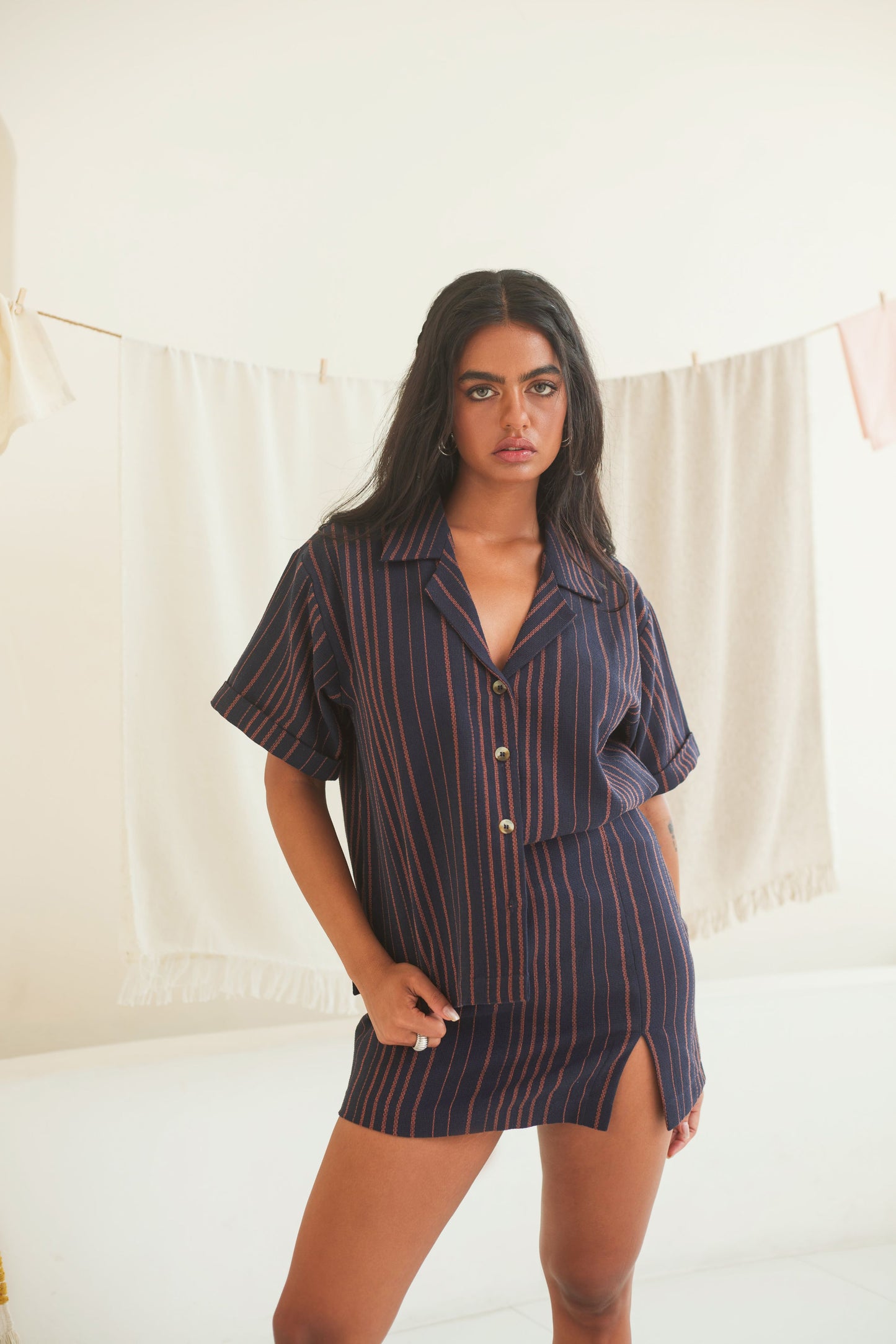 Striped Shirt and Skort Set
