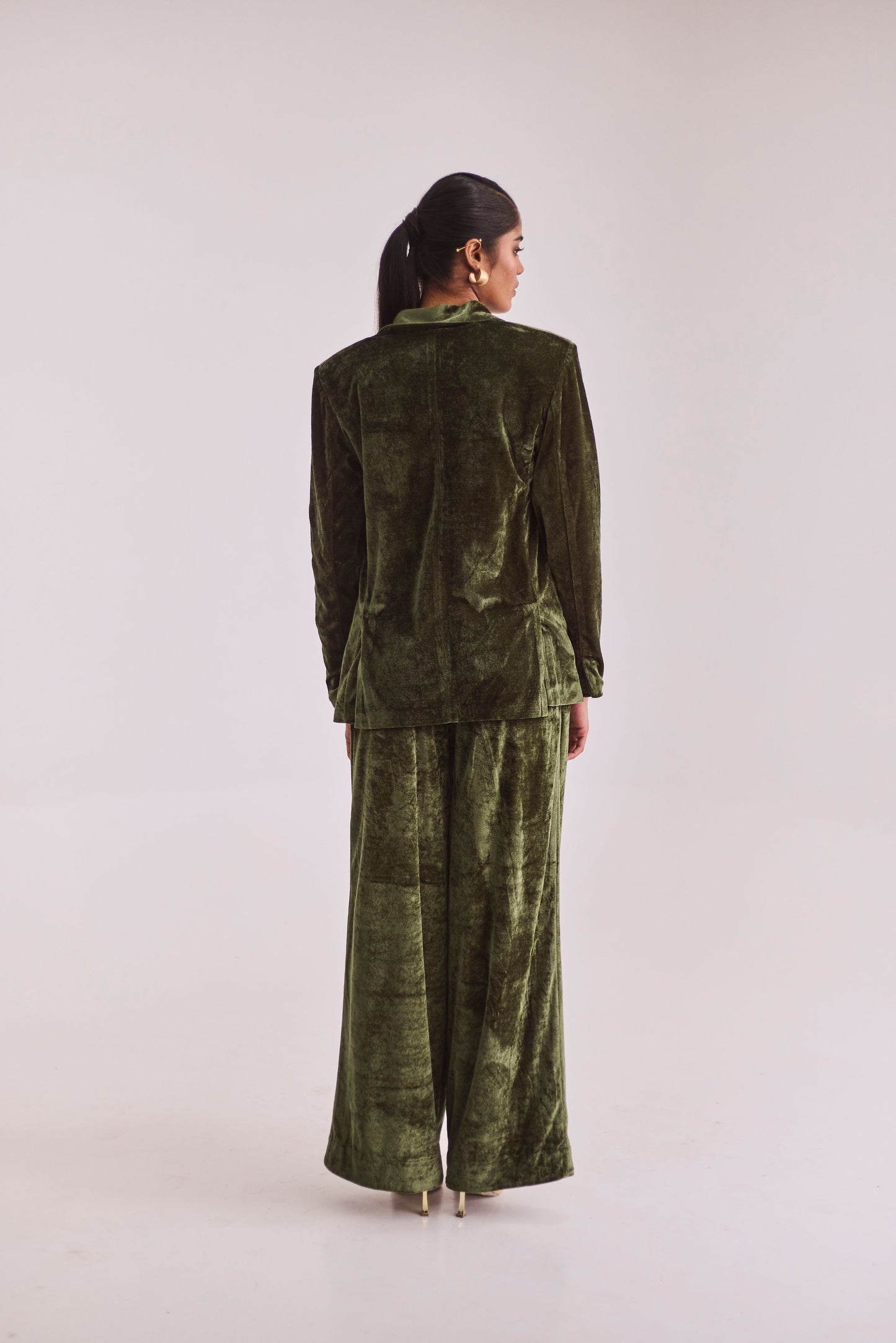 Green Velvet Trouser & Blazer Set