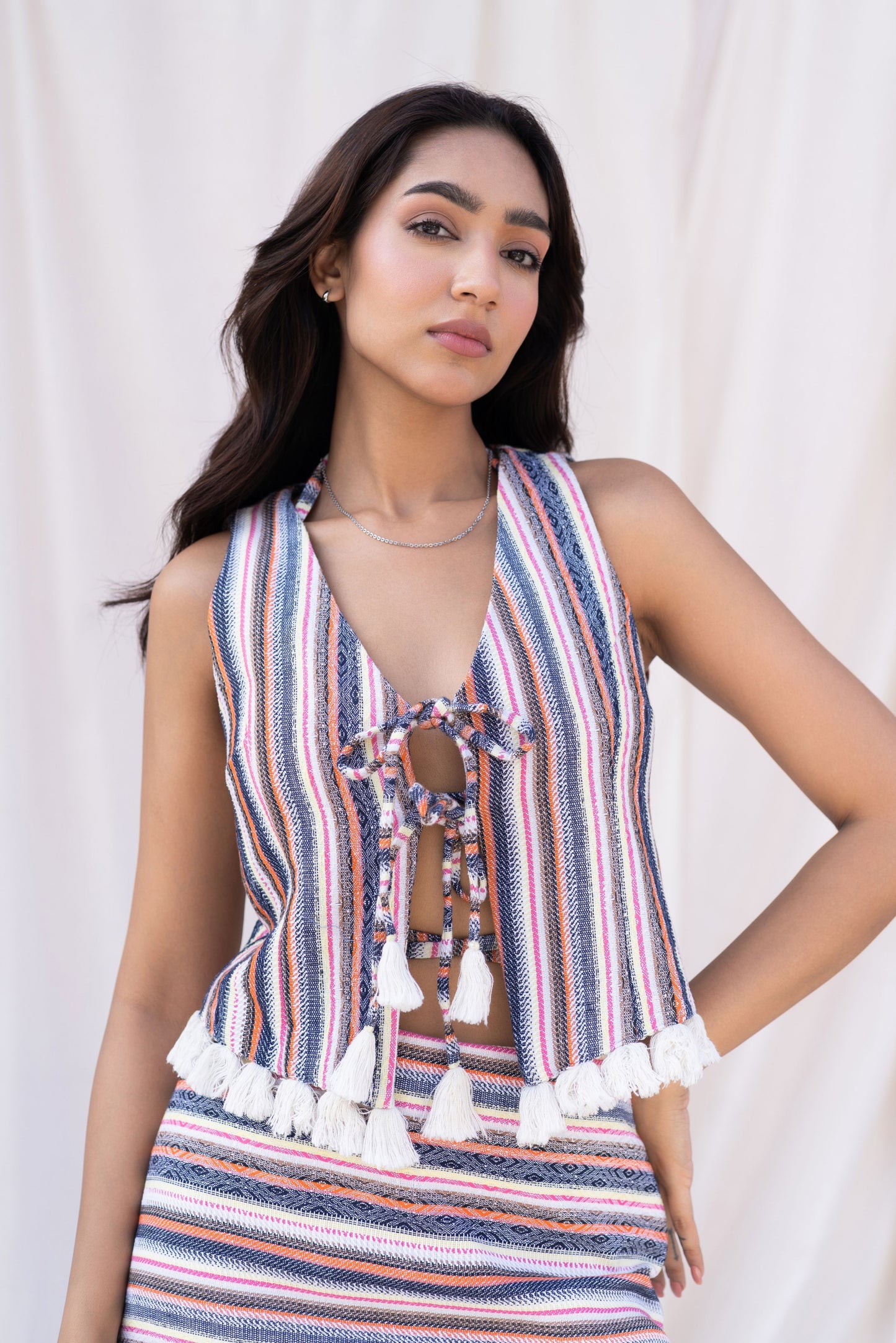 Multi Striped Vest & Skort Set