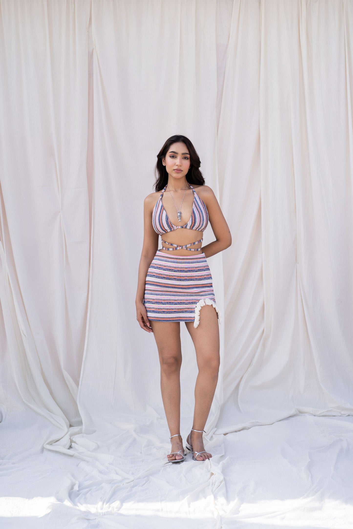 Multi Striped Bralette & Skort Set