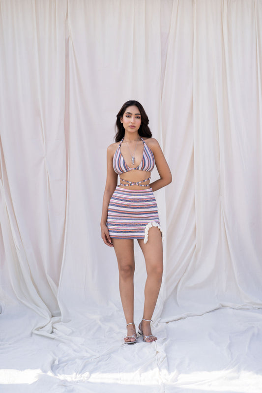 Multi Striped Bralette & Skort Set