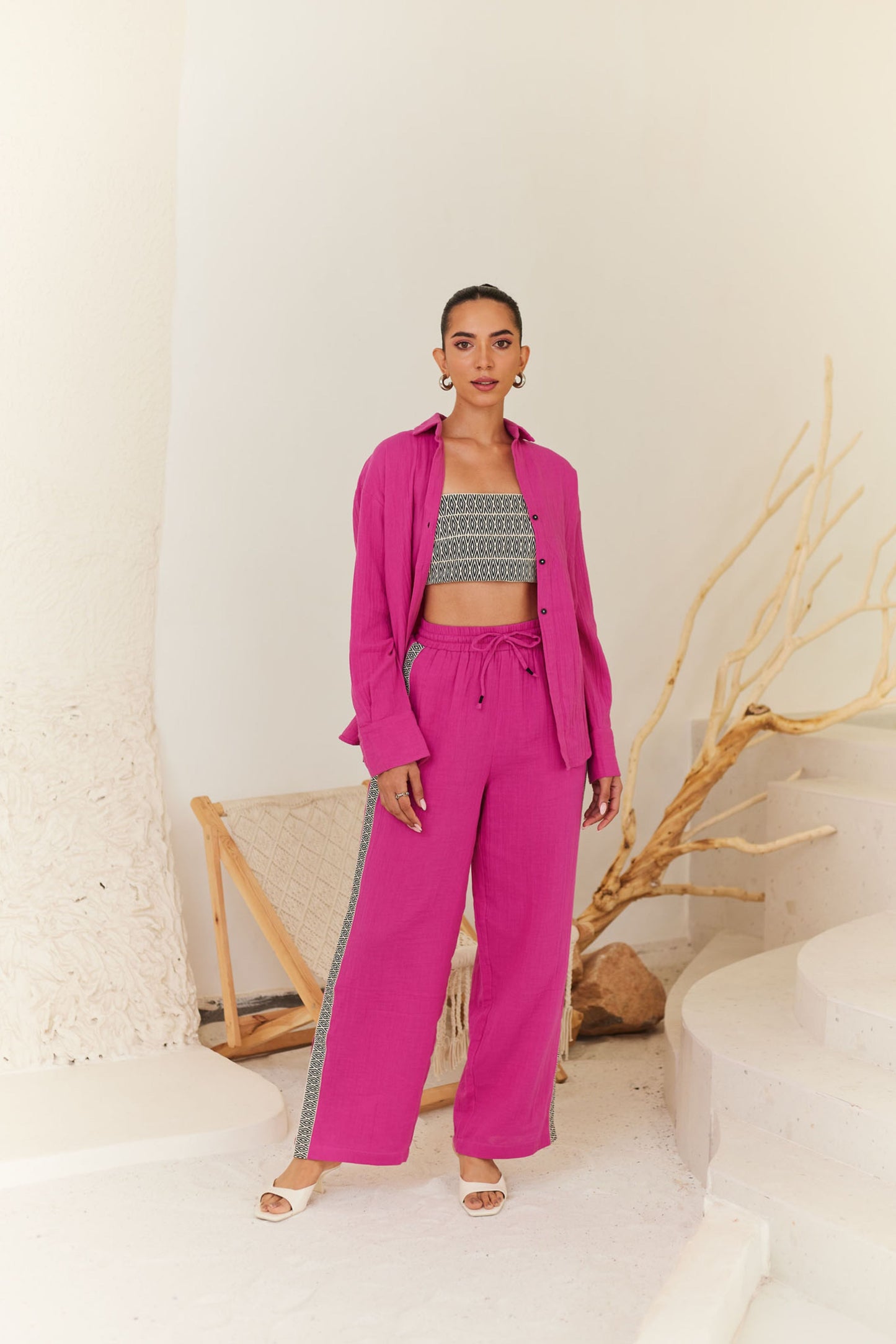 Pink Oversized Shirt & Pants Set