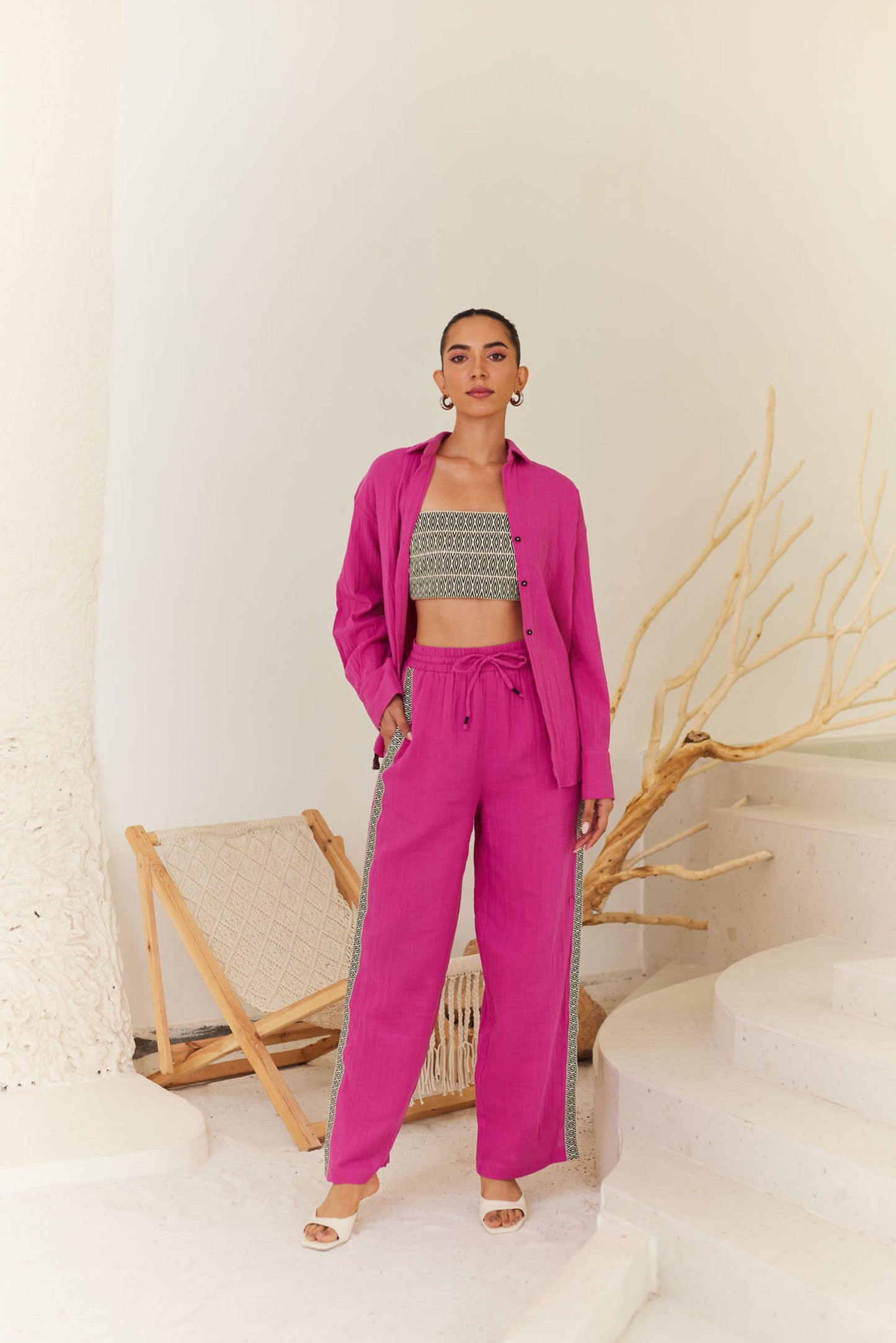 Pink Oversized Shirt & Pants Set