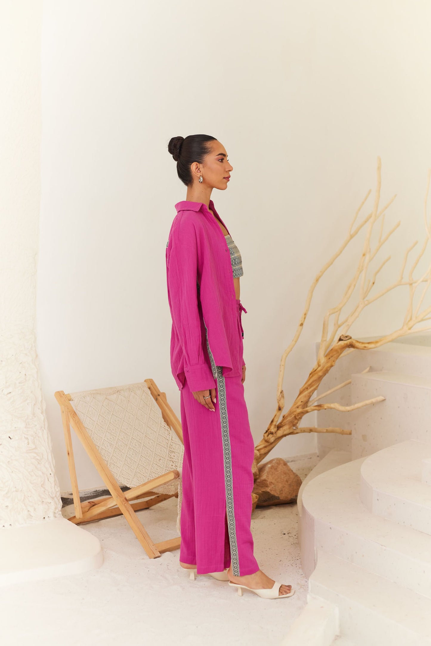 Pink Oversized Shirt & Pants Set