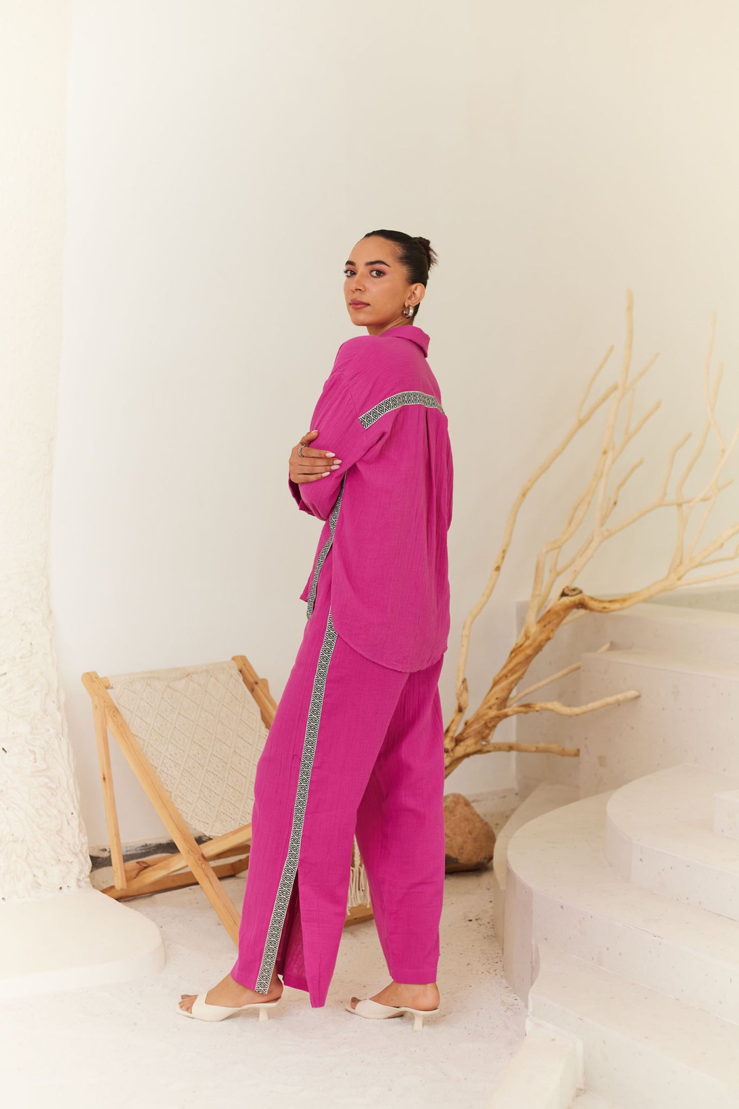 Pink Oversized Shirt & Pants Set