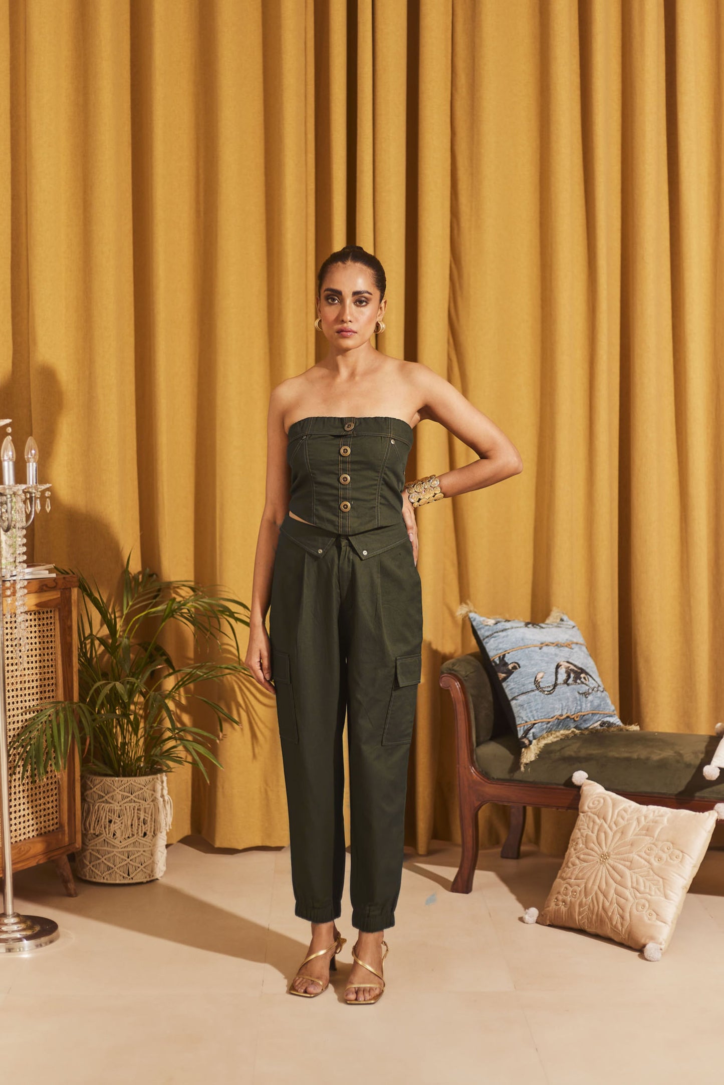 Olive Tube top & Pants Set