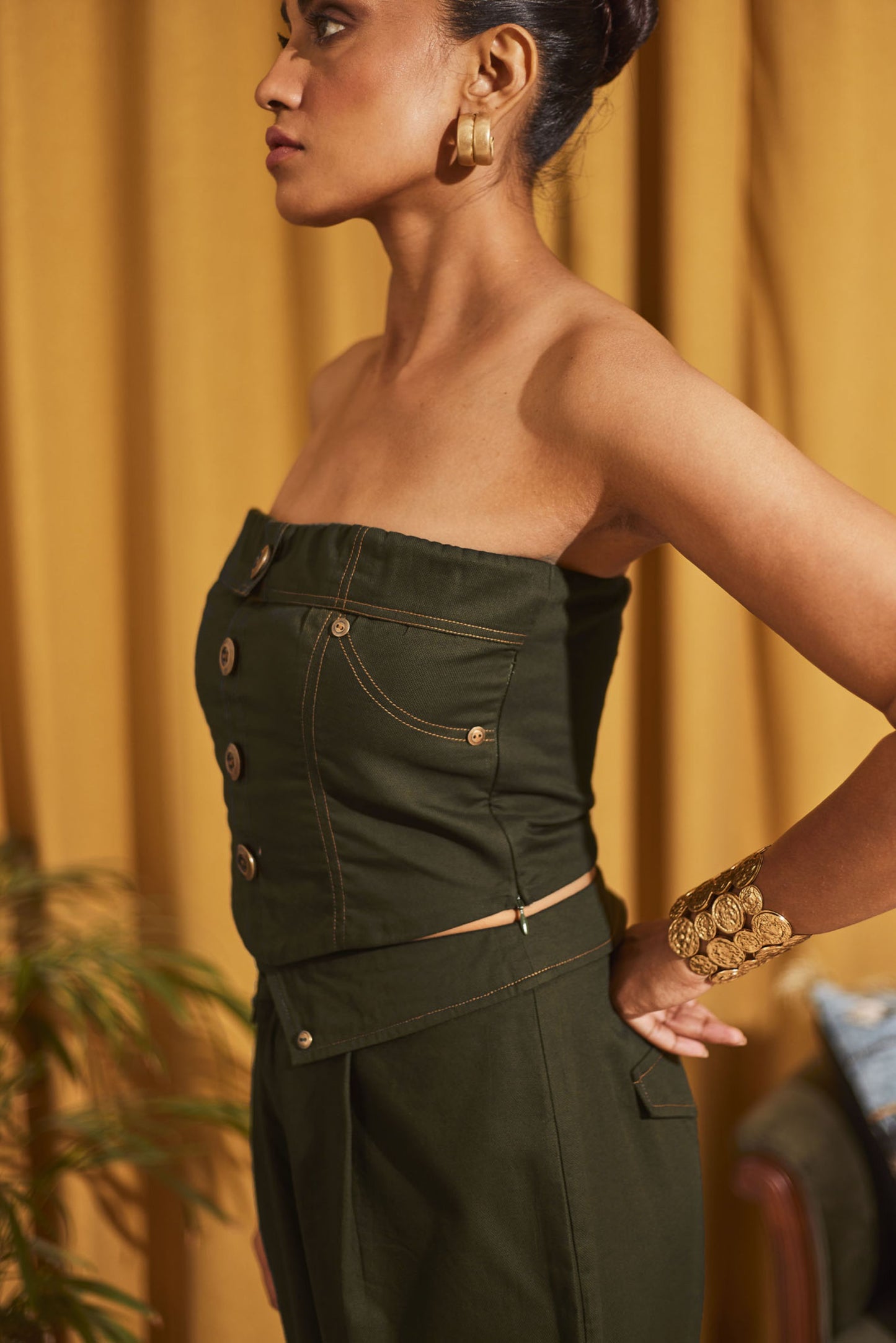 Olive Tube top & Pants Set