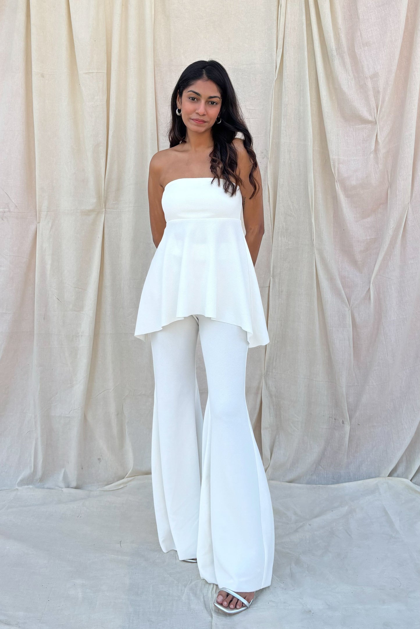 White Strapless Top & Pants Set