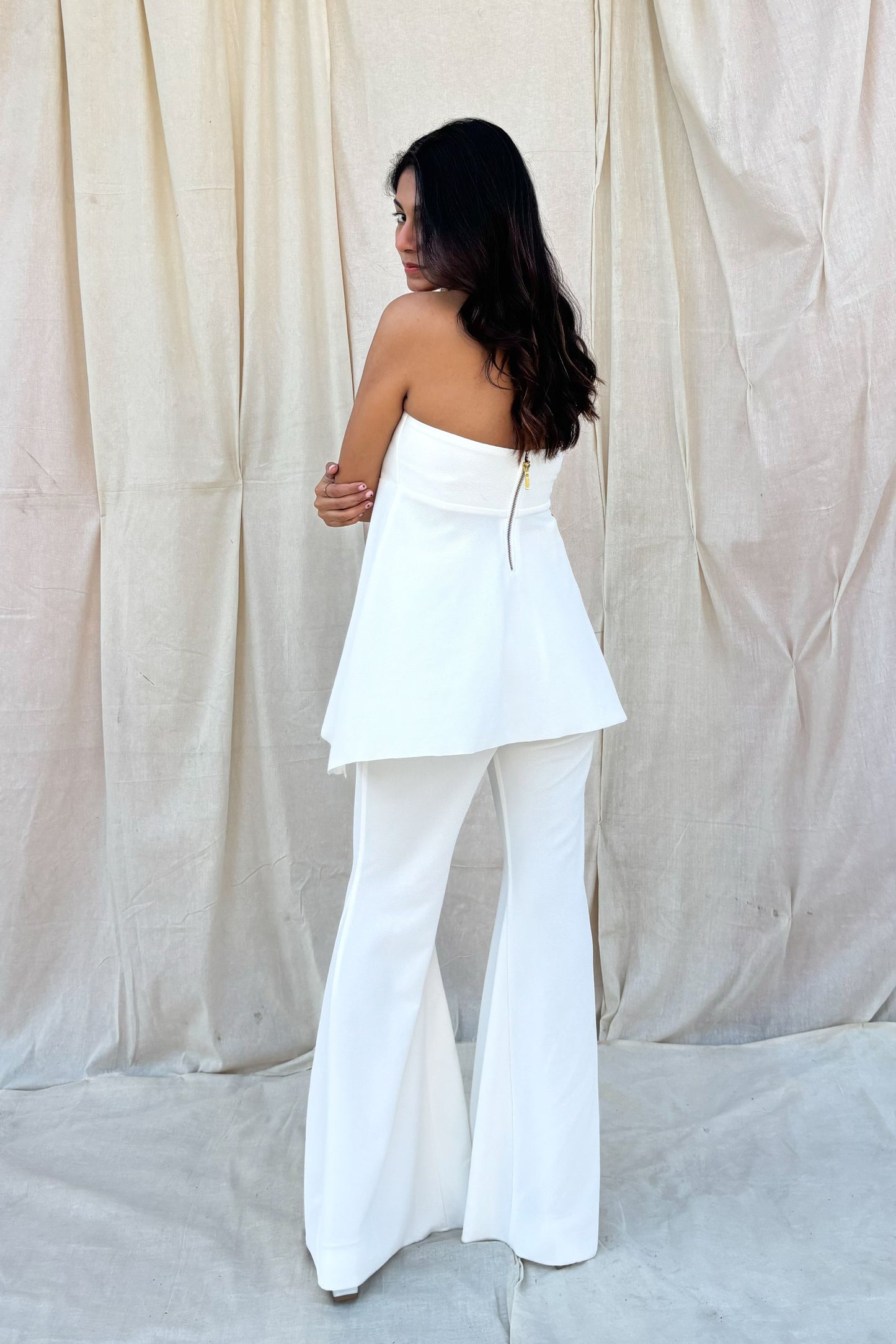 White Strapless Top & Pants Set
