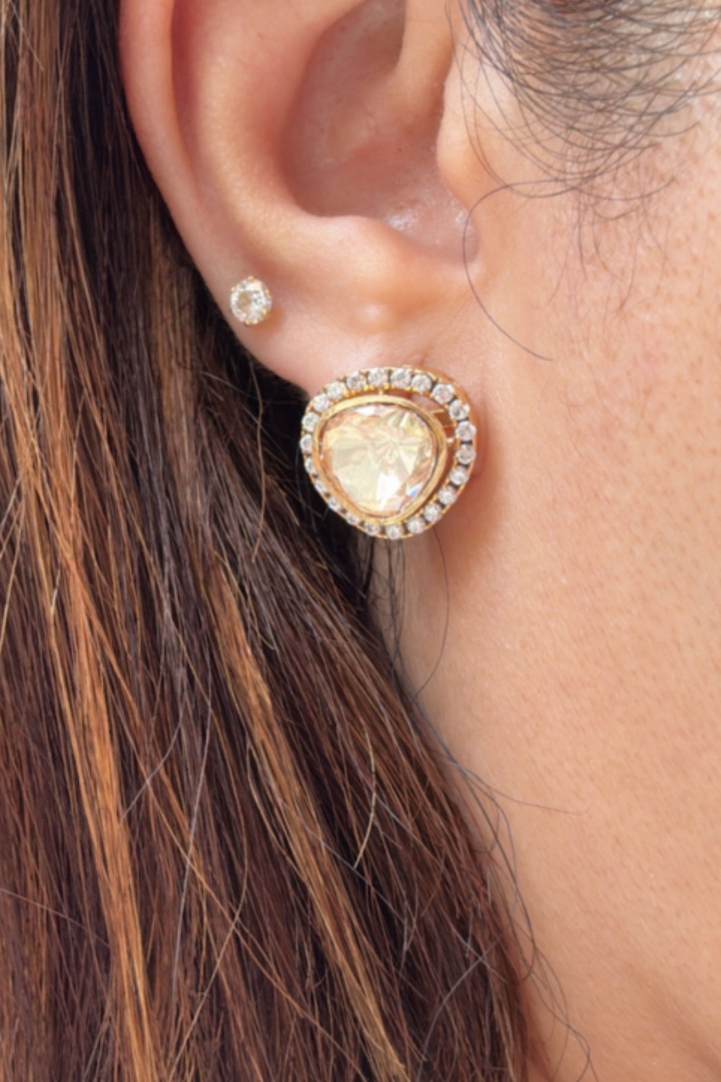 Gold Plated Crystals Polki Cubic Zirconia Necklace And Earrings