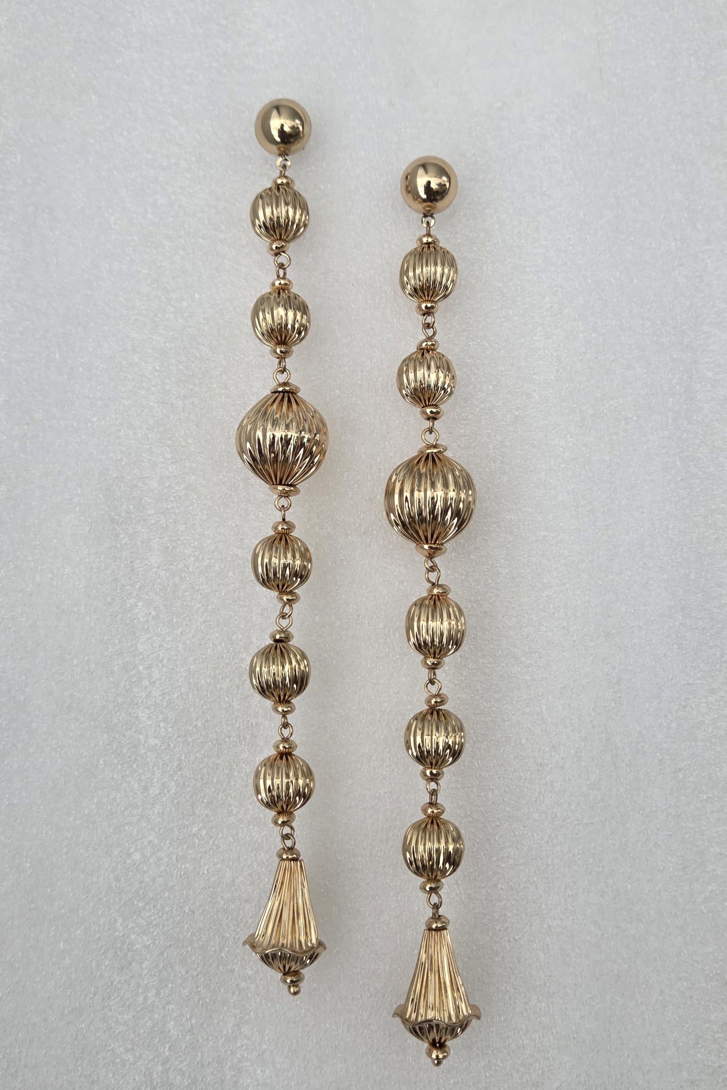 Textured Gold Bead Dangler Earrings