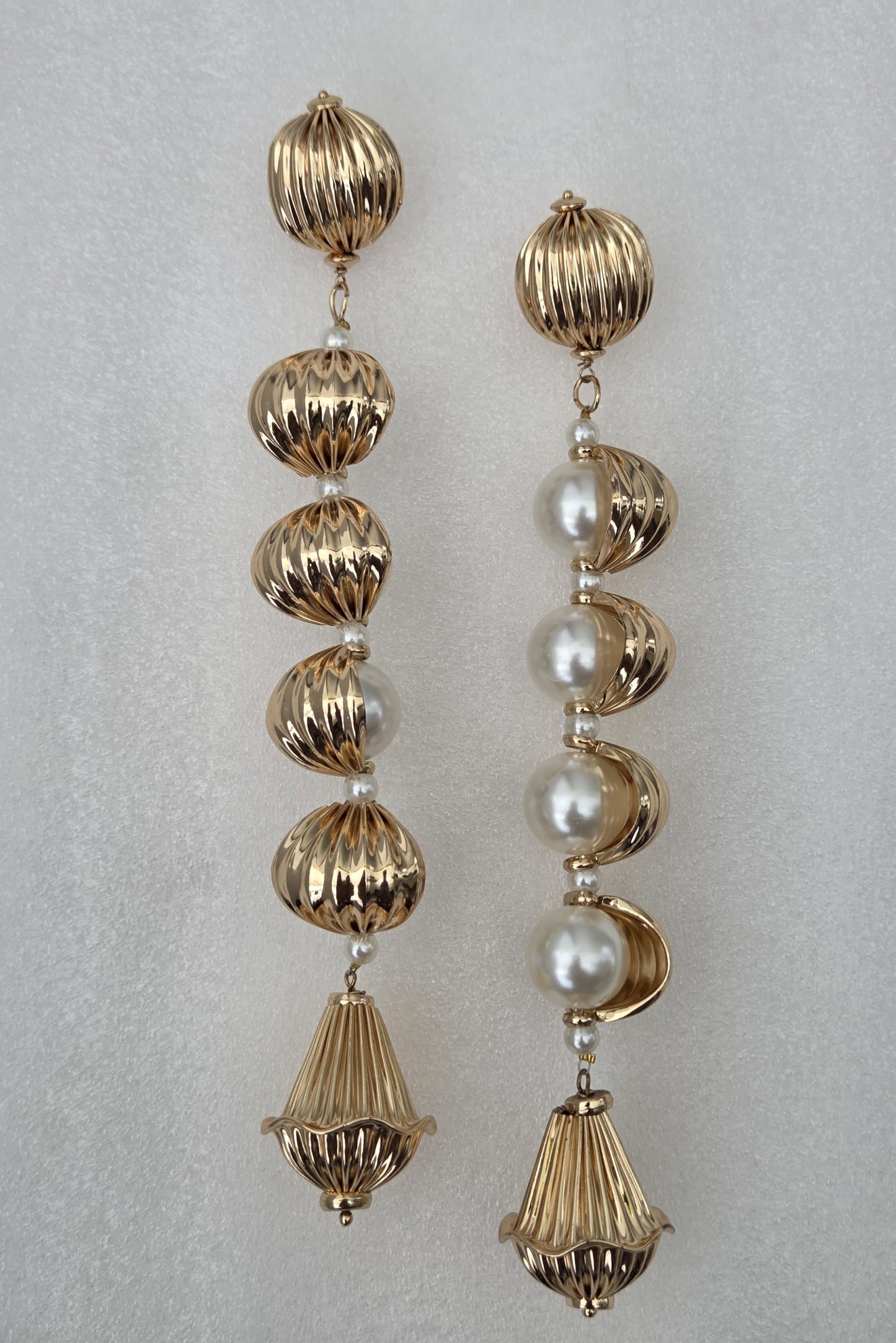 Long and Bold Shell Pearl Dangler Earrings