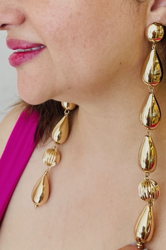 Long Bold Gold Dangler Earrings