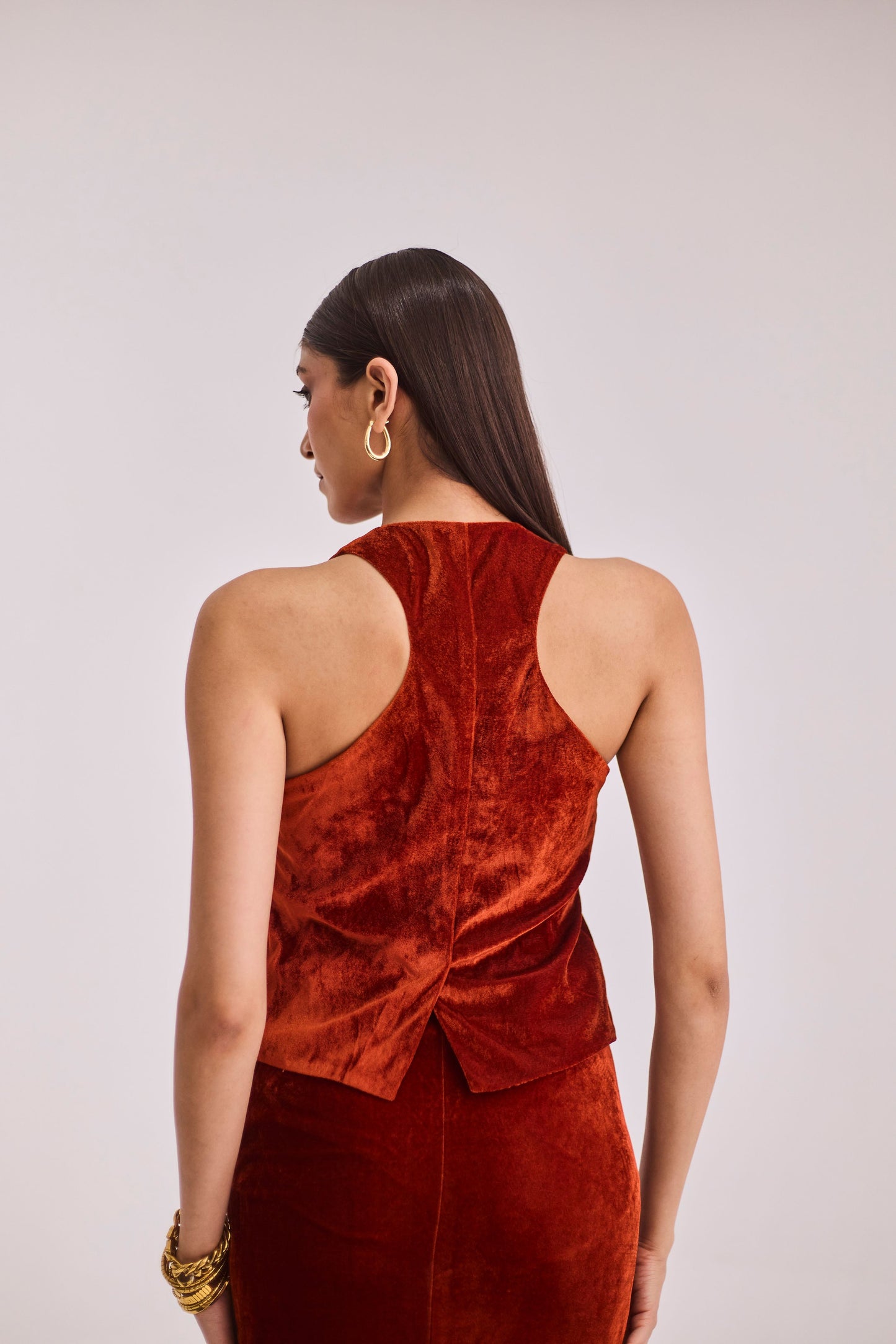 Rust Velvet Skirt Set