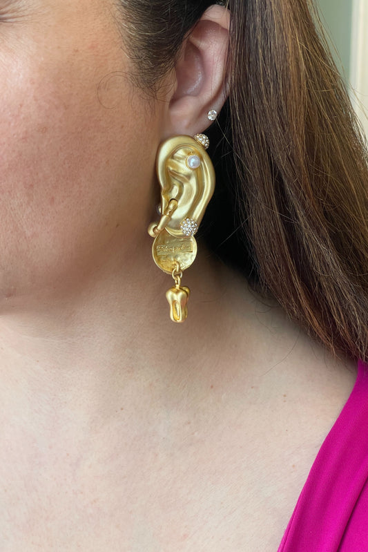 Matte Gold Finished Unique Organic Earrings