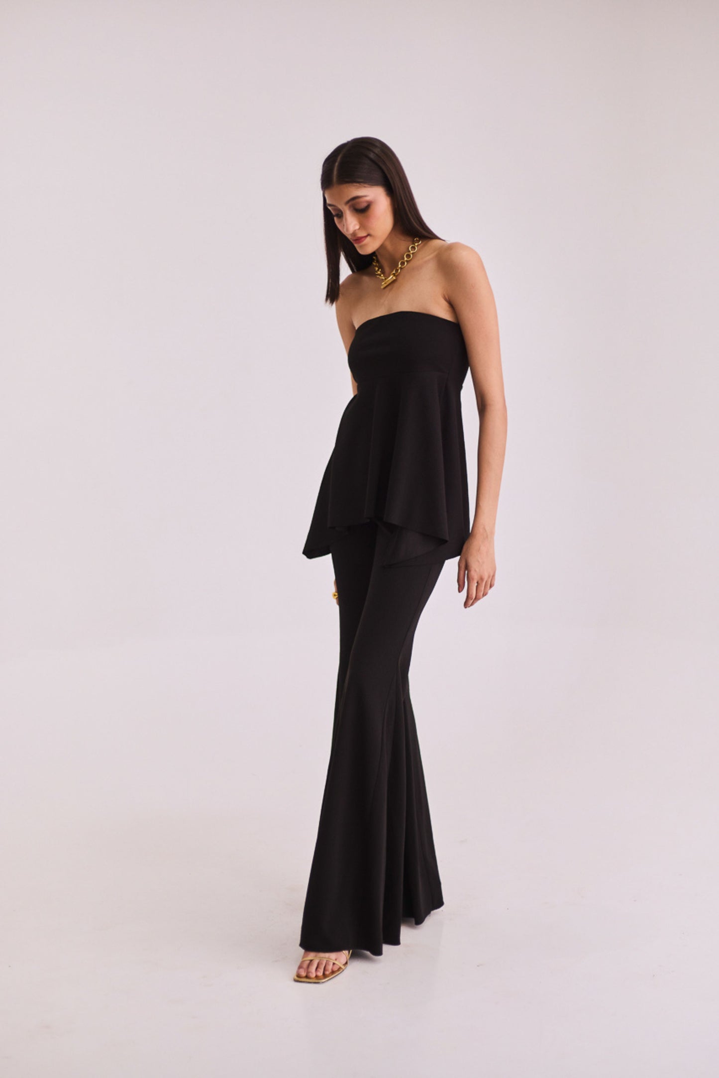Black Strapless Top & Pants Set