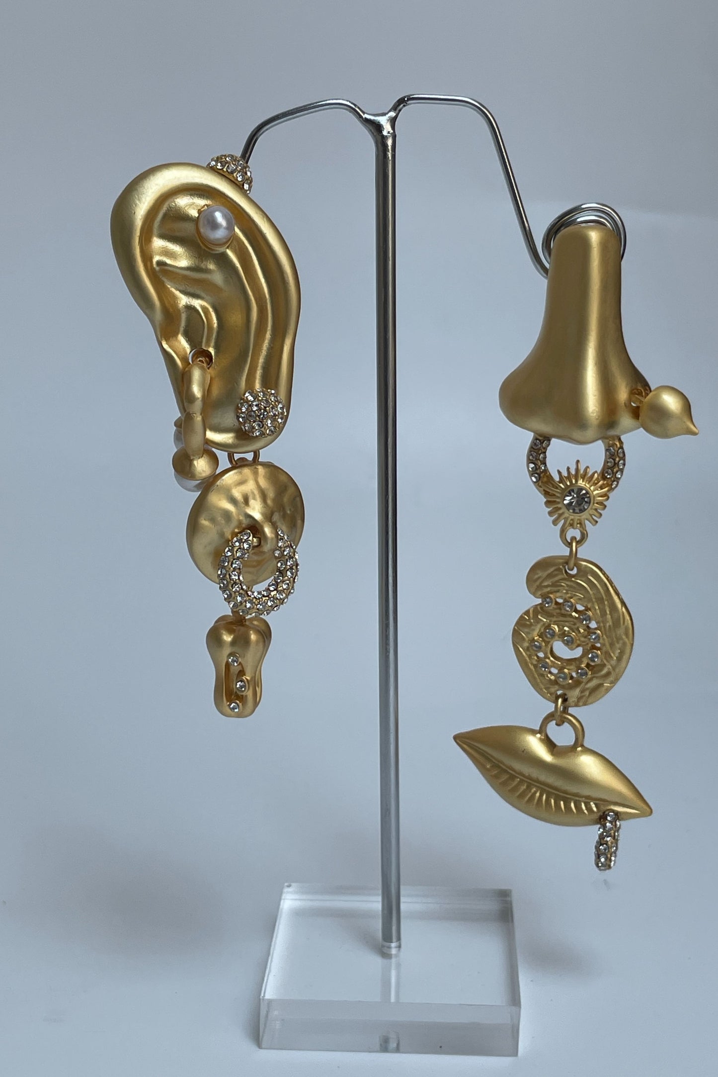 Matte Gold Finished Unique Organic Earrings