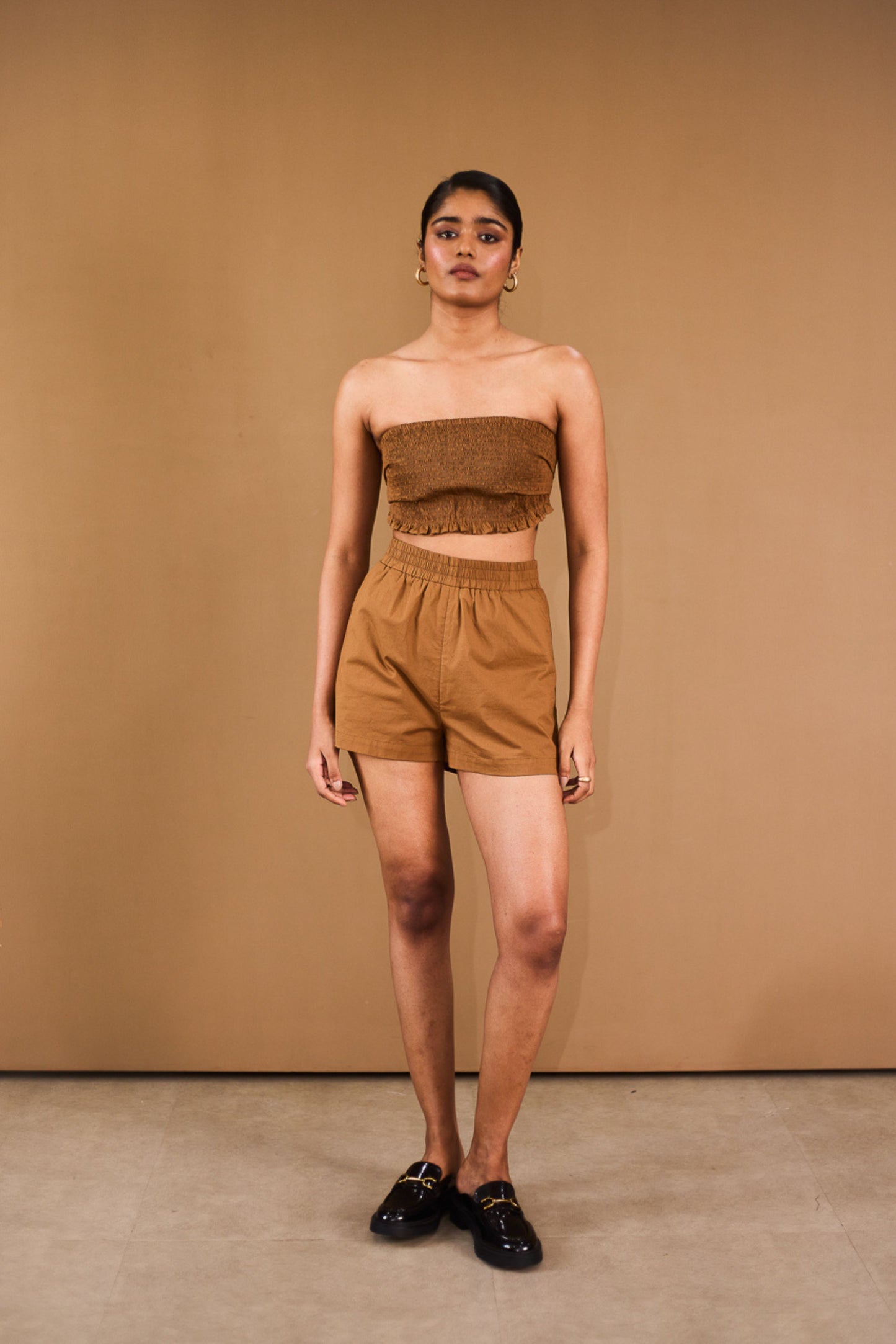 Brown Tube Top & Shorts Set