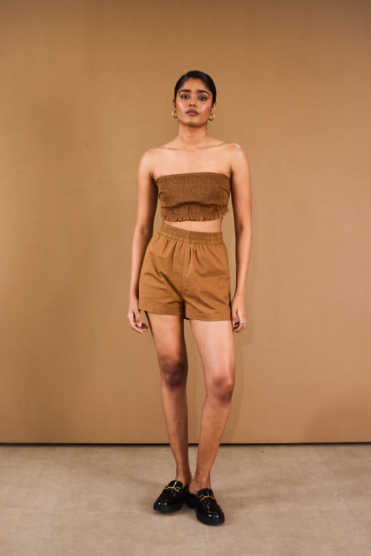 Brown Tube Top & Shorts Set