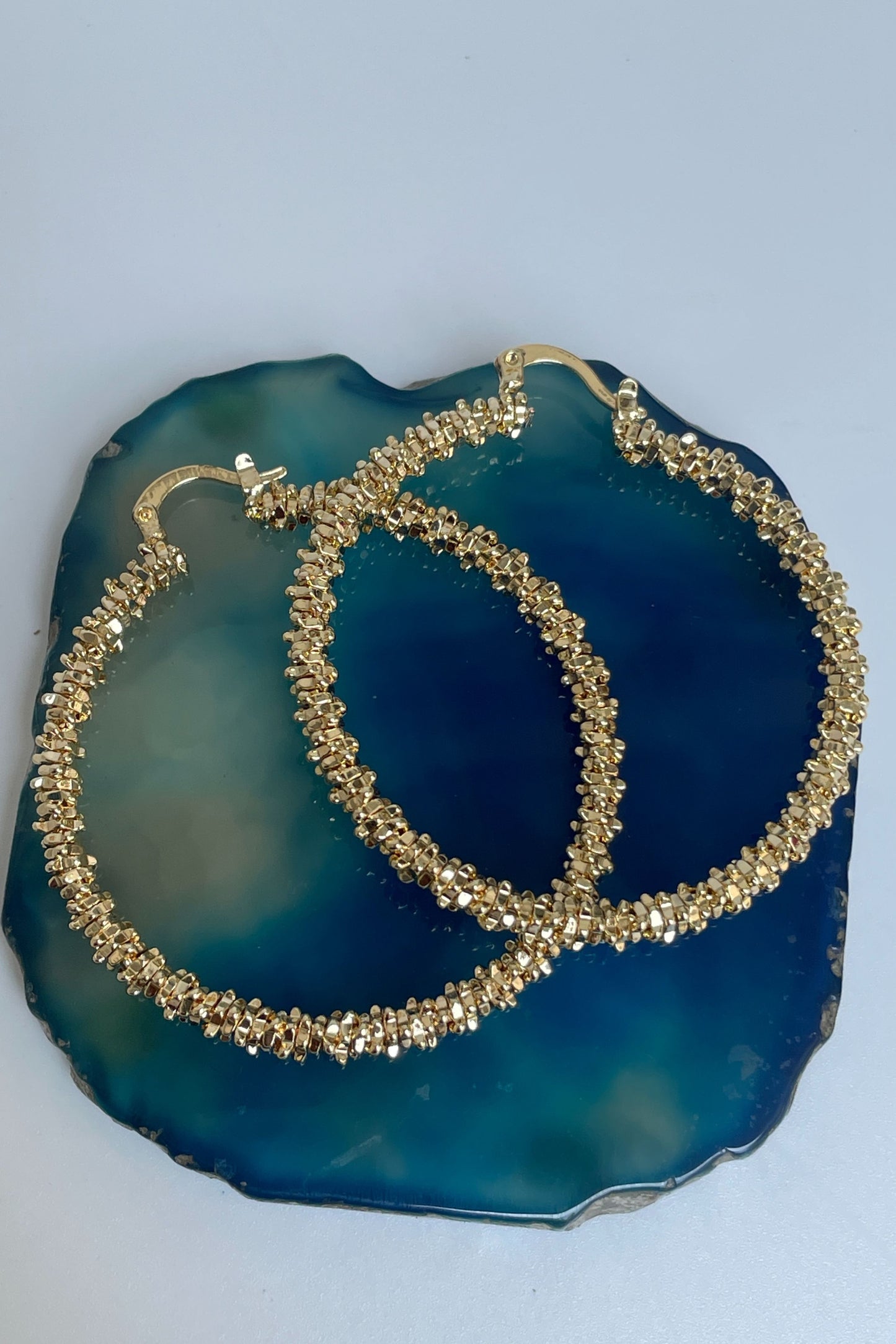 Crackling Metal Ball Hoops in Gold Finish