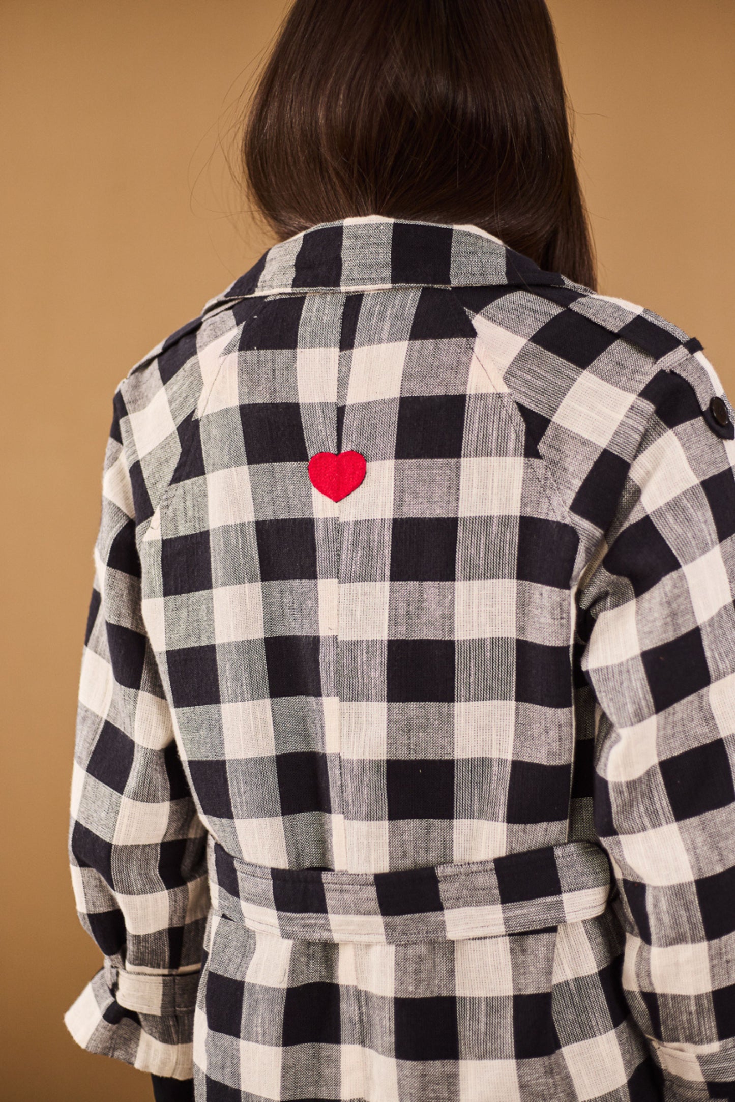 Checkered Trench Coat & Skirt Set