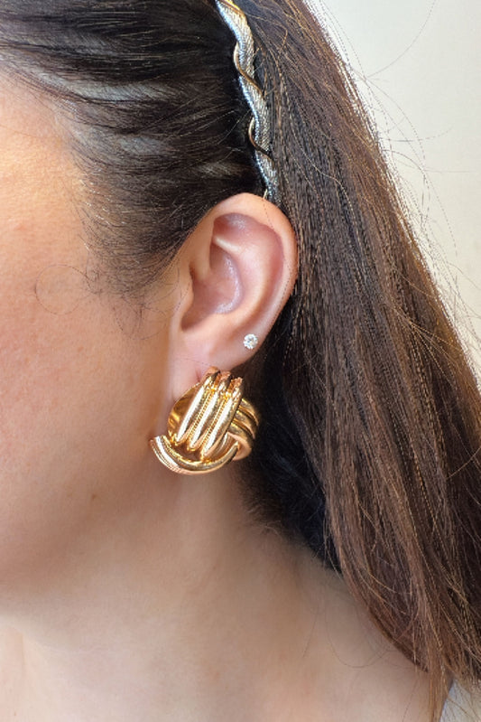 Twisted Knot Studs in Gold Finish