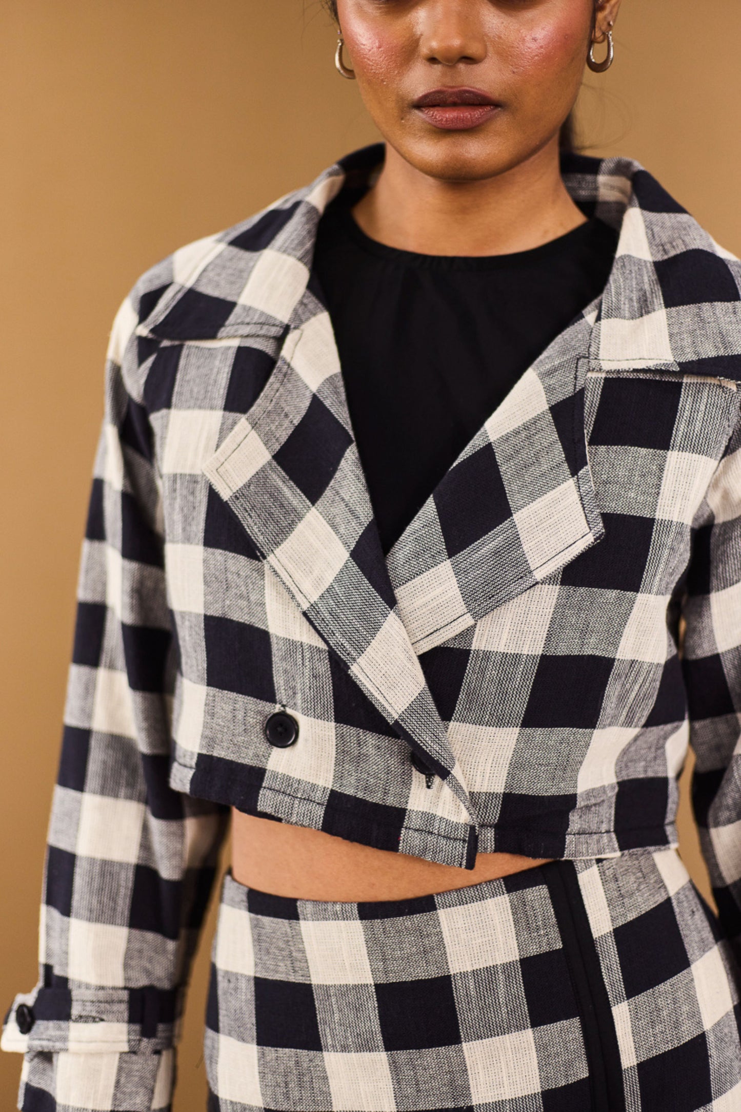 Checkered Blazer & Skort Set