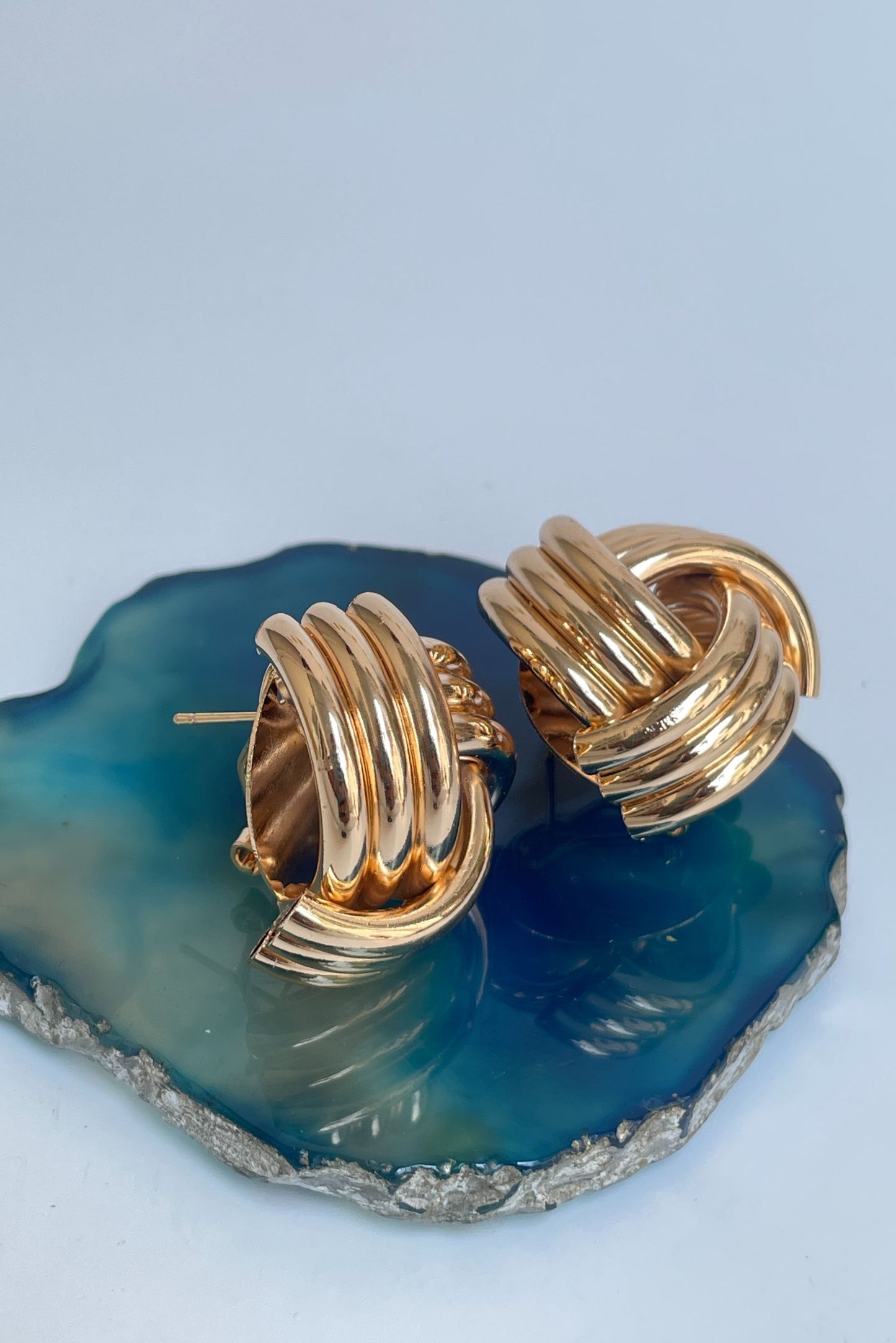 Twisted Knot Studs in Gold Finish