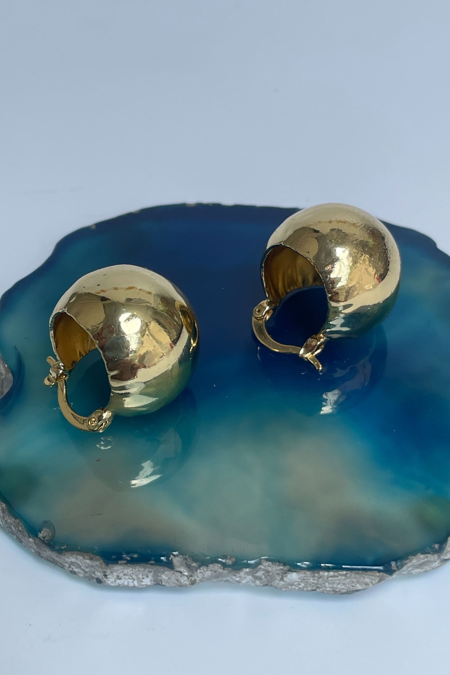 Gold Finish Shiny Globe Studs