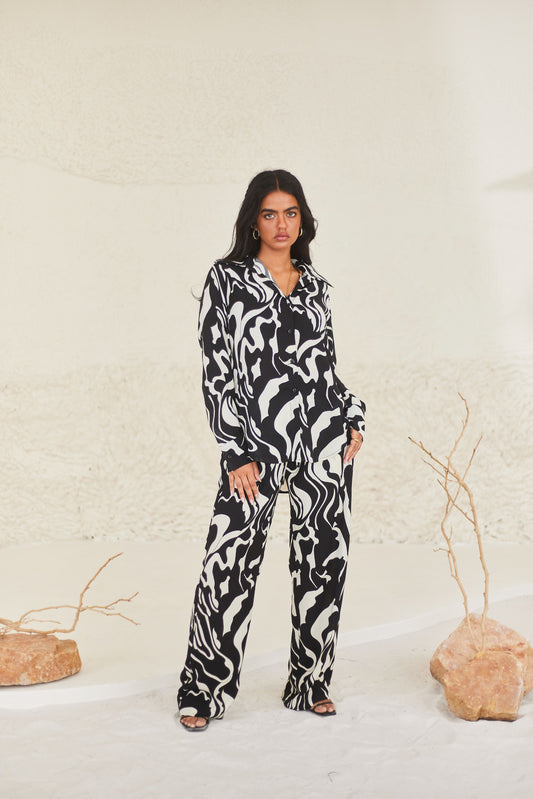 Abstract Printed Shirt & Pants Set