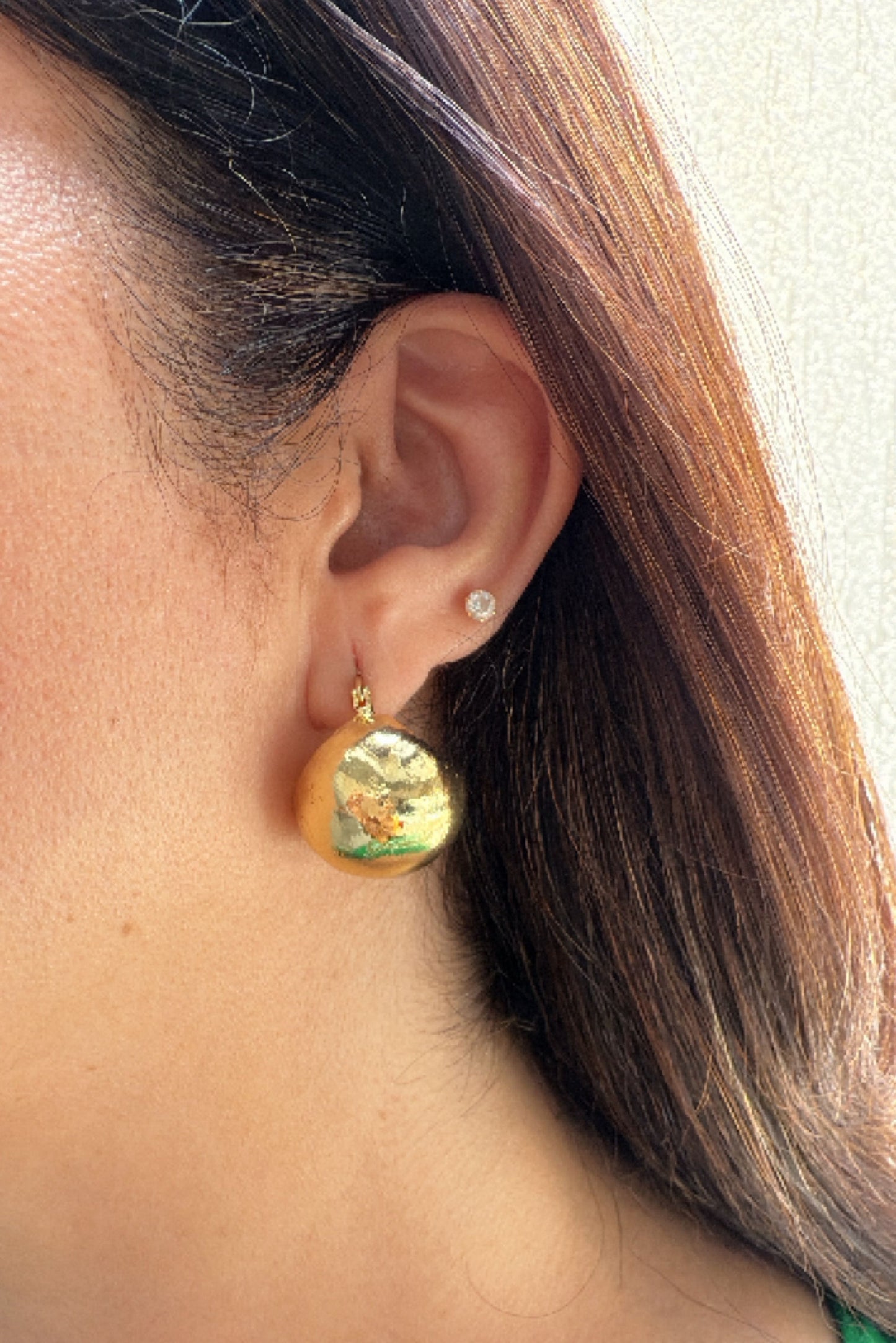 Gold Finish Shiny Globe Studs