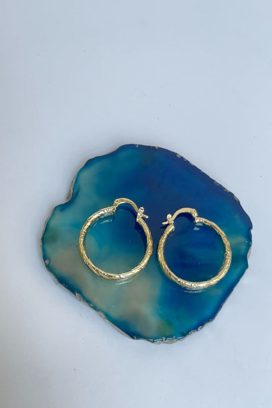 Textured Gold Finished Hoops