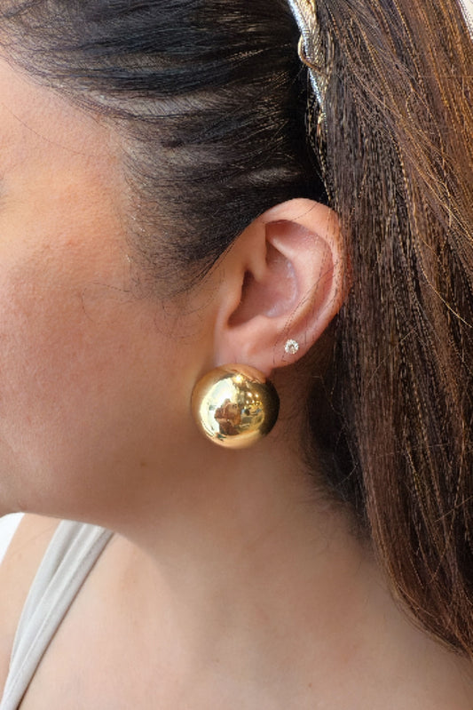 Gold Finish Textured Globe Studs