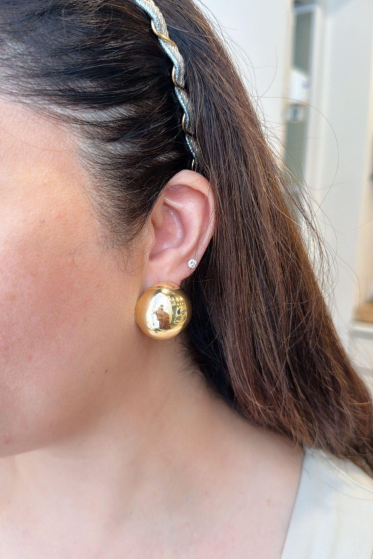 Gold Finish Textured Globe Studs