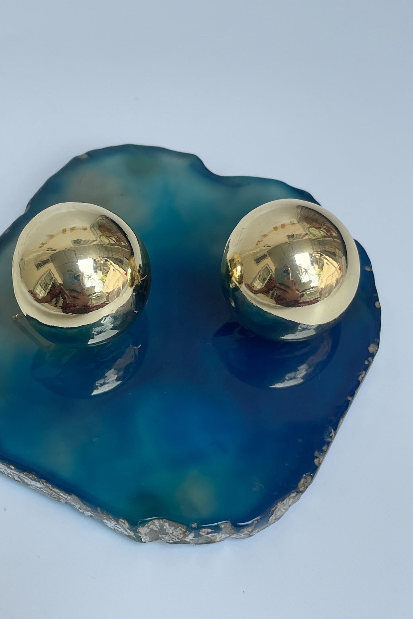 Gold Finish Textured Globe Studs