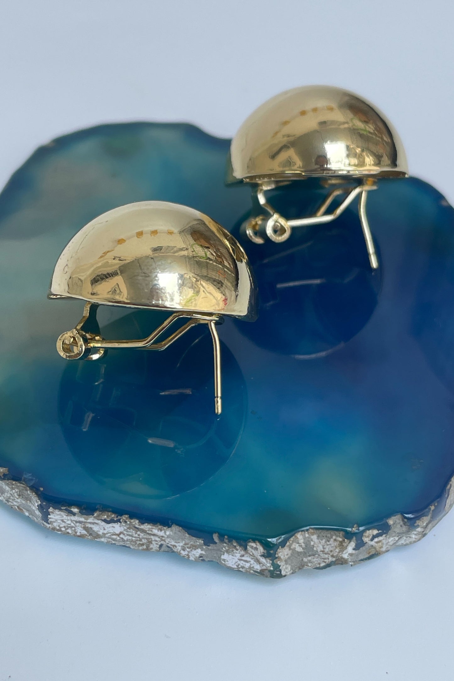 Gold Finish Textured Globe Studs