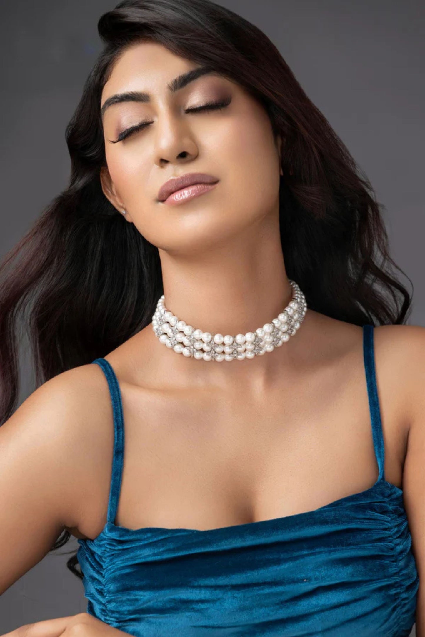 Classic Pearl Choker Set Accented with Zircon