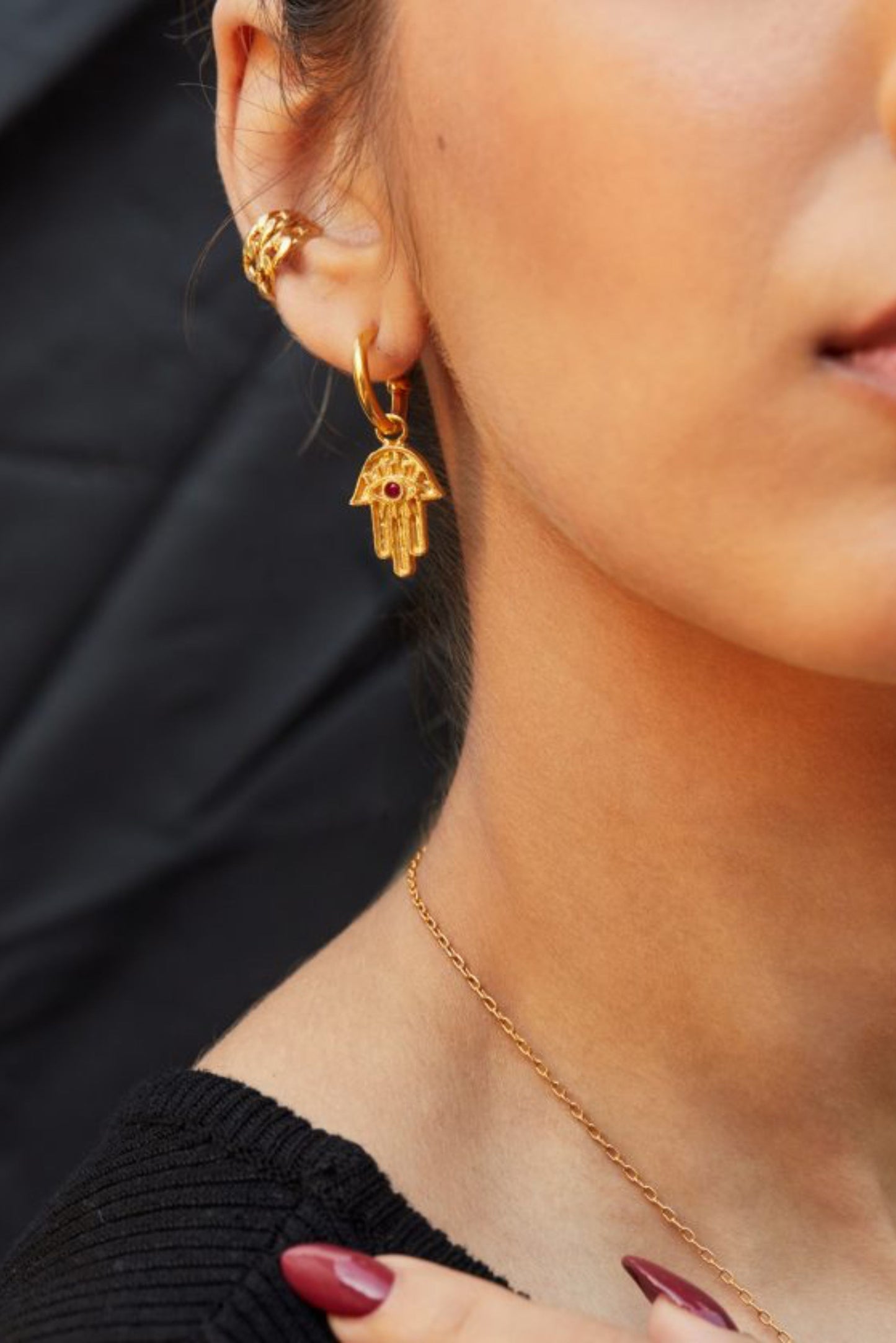Hamza Hand Mini Hoop Earrings