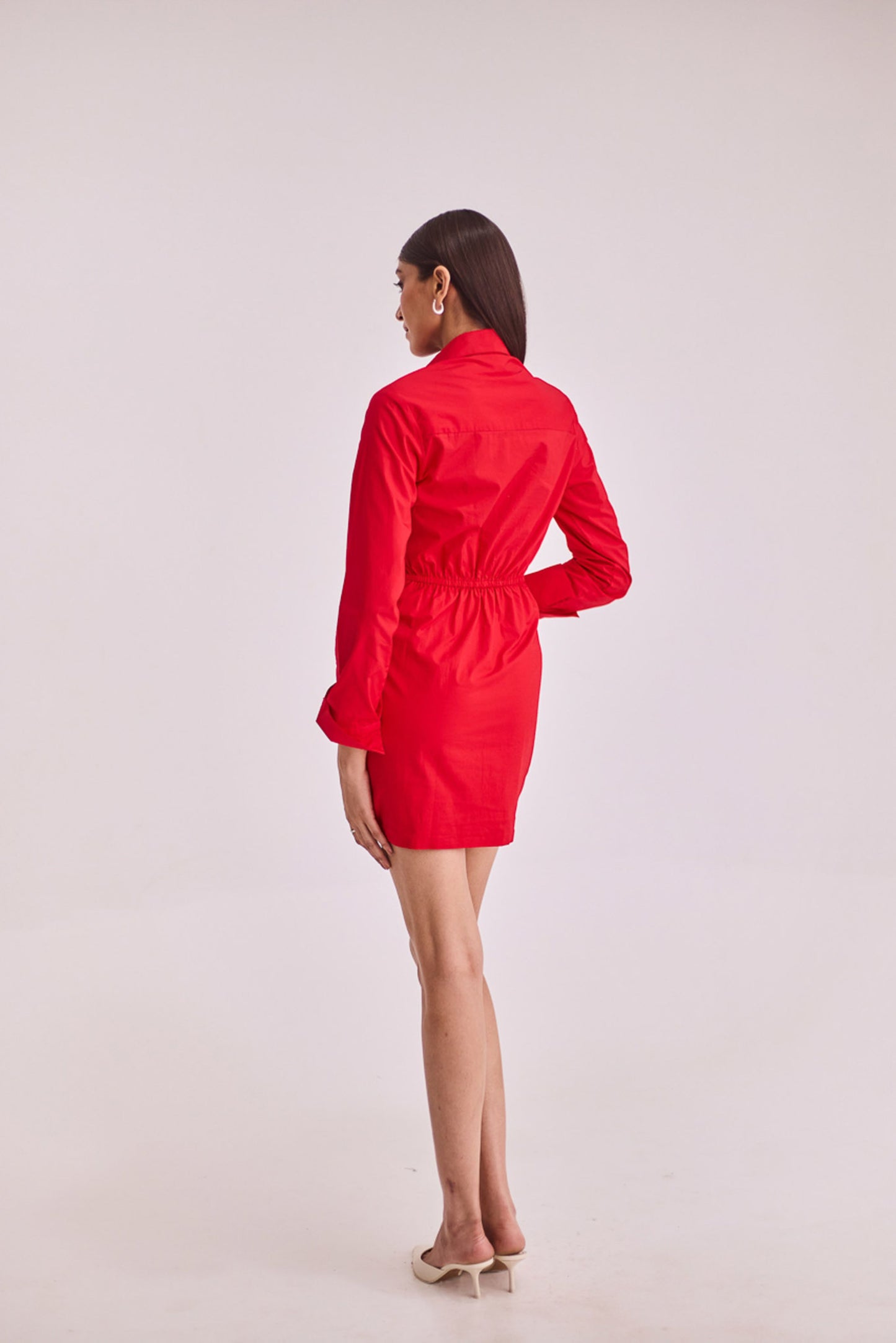 Red shirt short dress