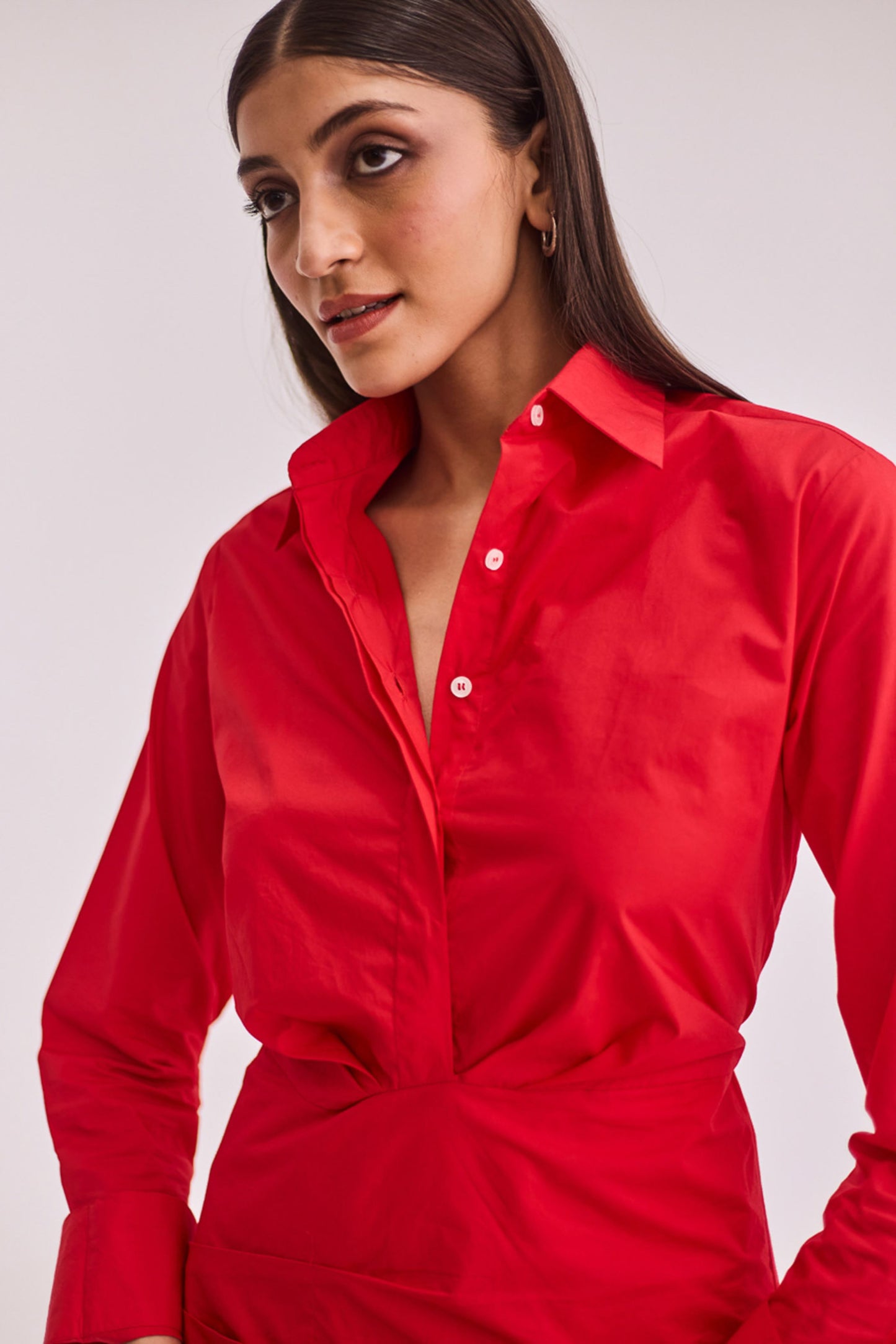 Red shirt short dress