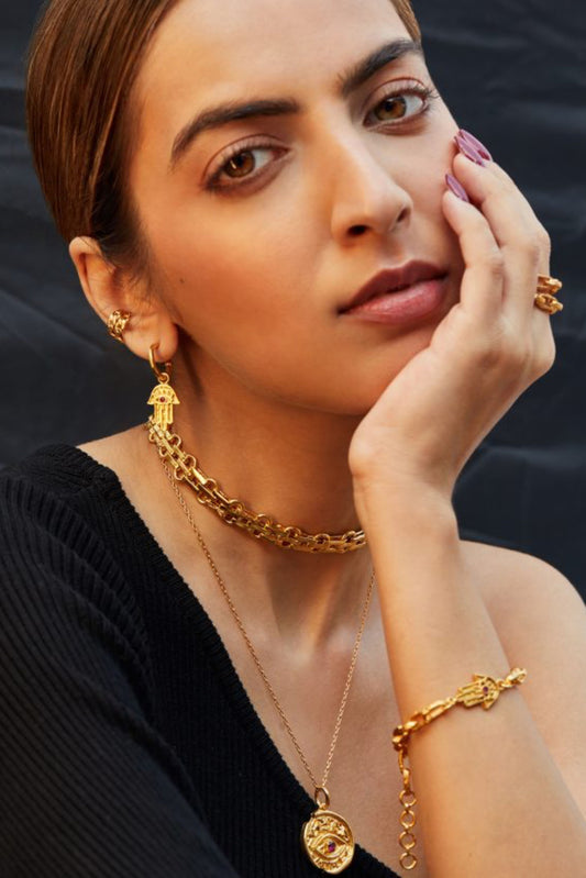 Hamza Hand Mini Hoop Earrings