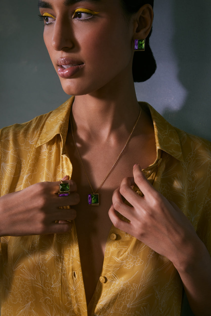 STELLAR CRYSTAL RING - FERN & LAVENDER