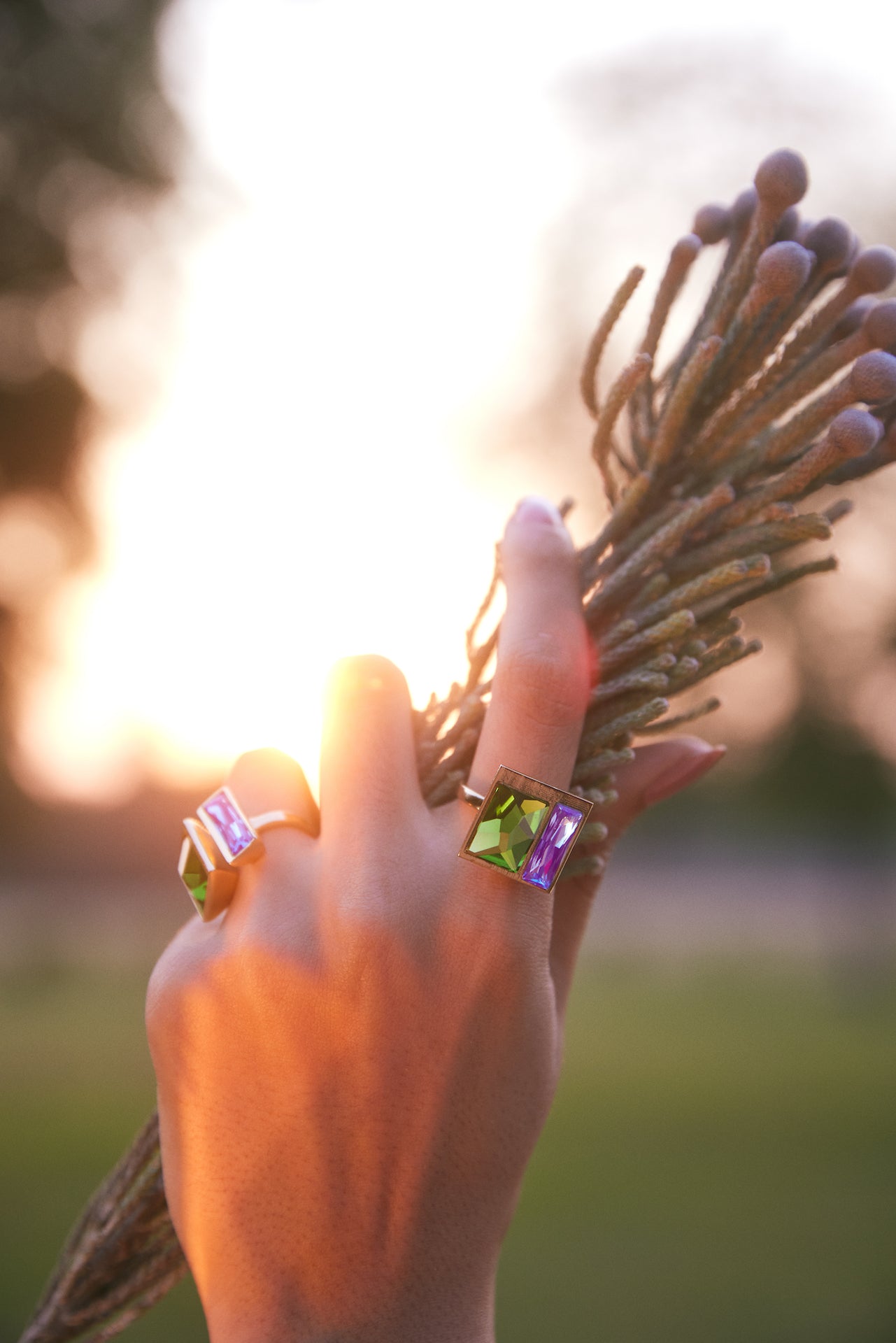 FUSION CRYSTAL RING - FERN AND LAVENDER