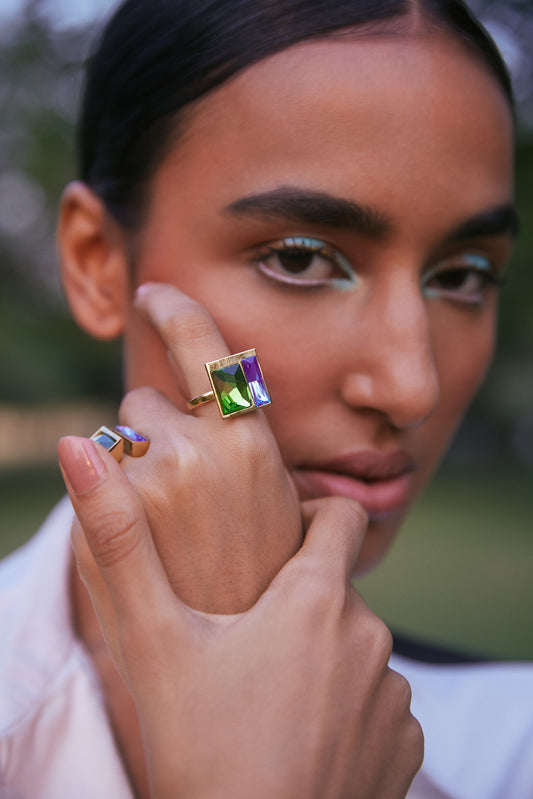 FUSION CRYSTAL RING - FERN AND LAVENDER