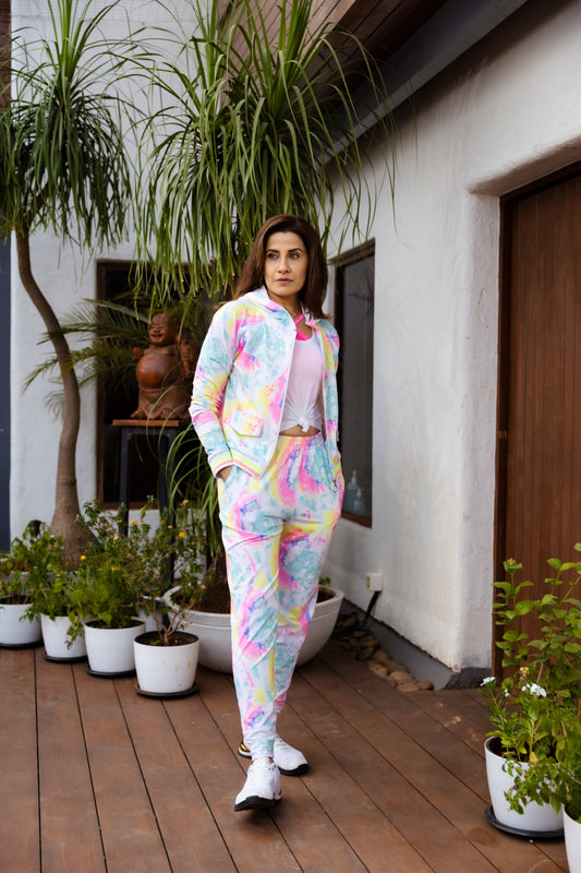 Multicolor Neon Jacket and Joggers Set