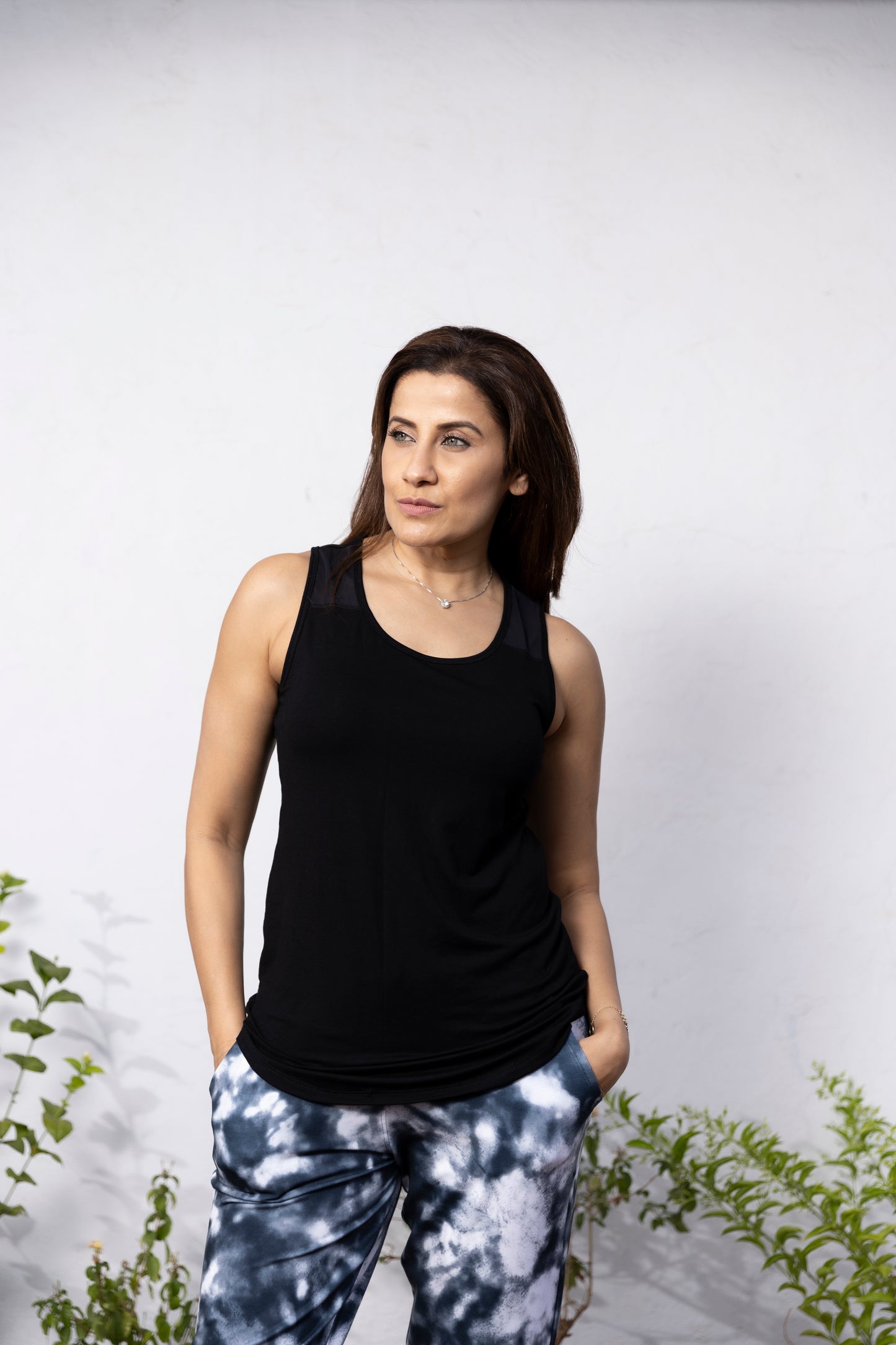 Pilates Has Your Back Printed Racer Top - Black