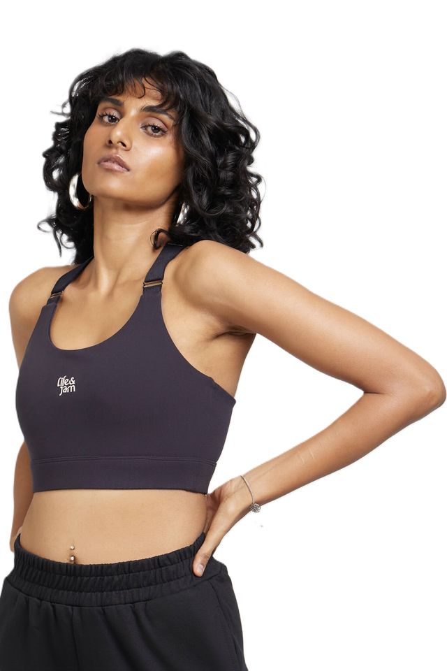 Adjustable Straps Sports Bra - Charcoal