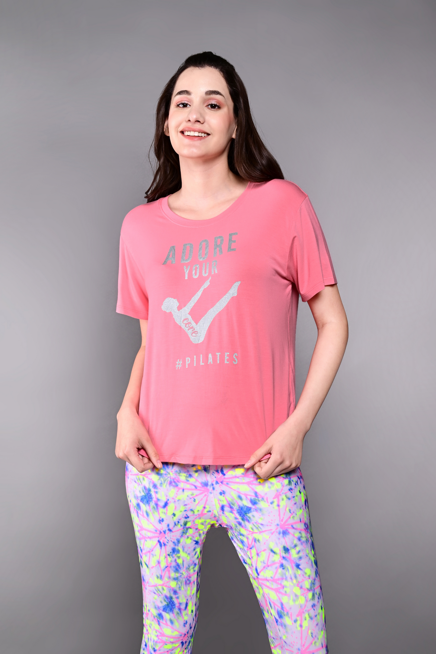 'Adore Your Core' Printed Tee - Pink