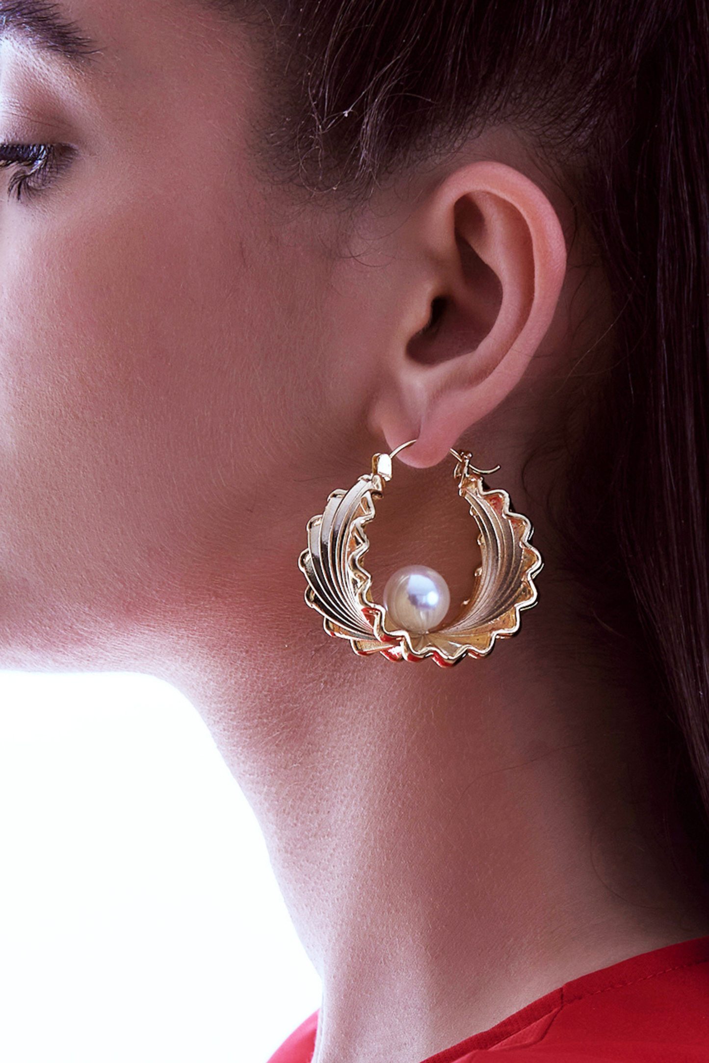 Golden Oyster Hoops